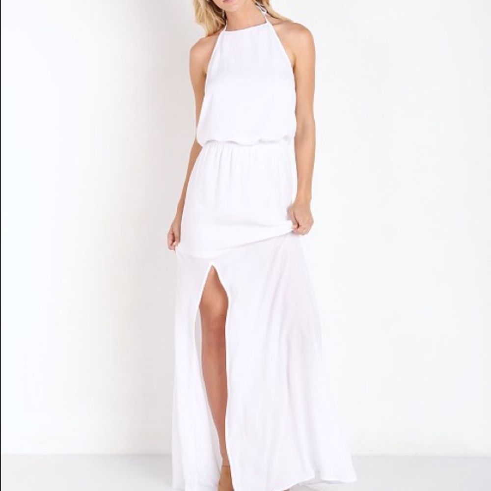 Show Me Your MuMu Heather Halter White Crisp Dress